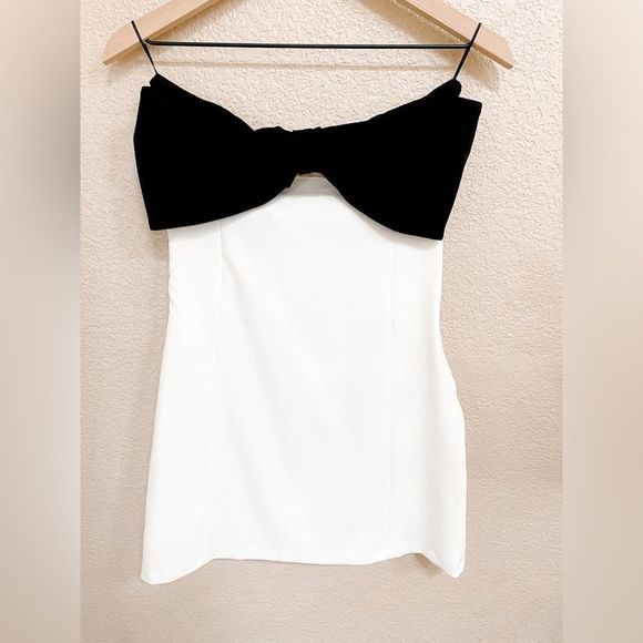 ZARA NEW WOMAN SHORT DRESS TIE DETAIL BOW OFF SHOULDER WHITE 7887/707/250/014 - Picture 2 of 15